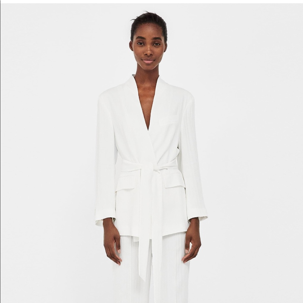 NWT Zara Texture Jacket White Sz L